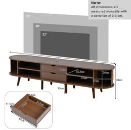 STILVORA TV Stand with 2 Drawers & Sliding Doors, Oak in Walnut - thumbnail 4