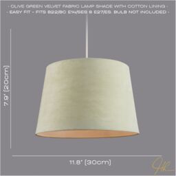 Happy Homewares Sleek Velvet Fabric 12 Inch Drum Lamp Shade with Cotton Inner in Olive - Size: 12 inches - thumbnail 6