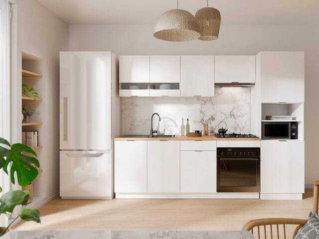 Vente-unique Complete Kitchen & Tall Unit Set - White & Natural - CARMEO in Light Oak - image 1