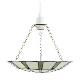 Happy Homewares Forest Green & Pink Floral Tiffany Stained Glass Pendant Lamp Shade - thumbnail 3