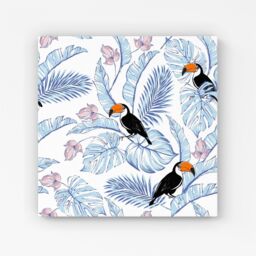 Warren Reed - Designer Tropical Toucan Canvas in Blue - Size: w40 inch x h40 inch - thumbnail 1