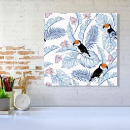 Warren Reed - Designer Tropical Toucan Canvas in Blue - Size: w40 inch x h40 inch - thumbnail 2
