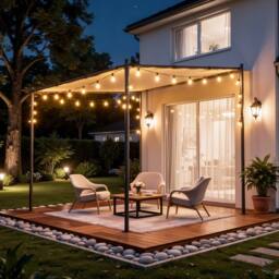 Gartistgo 8FT x 8FT Outdoor Pergola with Slanted Canopy in Grey - thumbnail 6