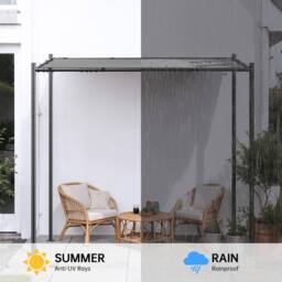Gartistgo 8FT x 8FT Outdoor Pergola with Slanted Canopy in Grey - thumbnail 5