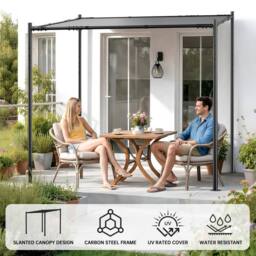 Gartistgo 8FT x 8FT Outdoor Pergola with Slanted Canopy in Grey - thumbnail 2