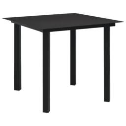 Berkfield Home 3 Piece Garden Dining Set Black Glass & Steel - thumbnail 3
