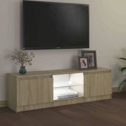 Berkfield Home TV Cabinet with LED Lights Sonoma Oak 120x30x35.5 cm in Light Tan - thumbnail 5