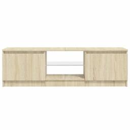 Berkfield Home TV Cabinet with LED Lights Sonoma Oak 120x30x35.5 cm in Light Tan - thumbnail 9