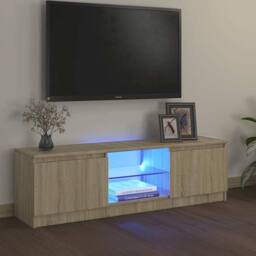 Berkfield Home TV Cabinet with LED Lights Sonoma Oak 120x30x35.5 cm in Light Tan - thumbnail 2