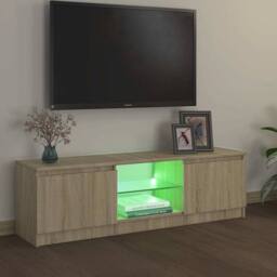 Berkfield Home TV Cabinet with LED Lights Sonoma Oak 120x30x35.5 cm in Light Tan - thumbnail 4