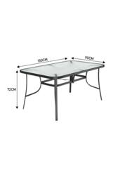 Living and Home 150Cm Rectangle 6 - Person Long Dining Set in Black - thumbnail 2