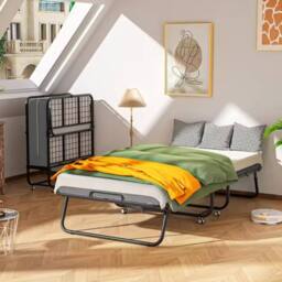 Havendro Fold Up Guest Bed with 10cm Memory Foam Mattress & Wheels in Black - thumbnail 3