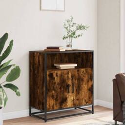 Berkfield Home Sideboard Smoked Oak 68x35x76 cm Engineered Wood in Brown - Size: 68 x 35 x 76 cm - thumbnail 1