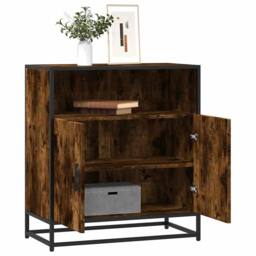 Berkfield Home Sideboard Smoked Oak 68x35x76 cm Engineered Wood in Brown - Size: 68 x 35 x 76 cm - thumbnail 2