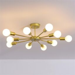 Garwarm Modern Gold Flush Mount Ceiling Light Chandeliers
