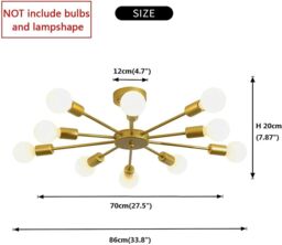 Garwarm Modern Gold Flush Mount Ceiling Light Chandeliers - thumbnail 3
