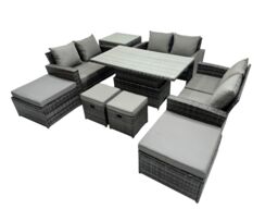 Fimous Outdoor Love Sofa Set & Adjustable Lifting Dining or Coffee Table in Dark Grey - thumbnail 2