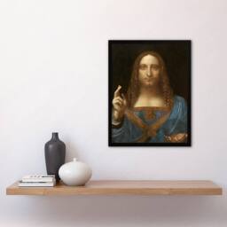 Artery8 Leonardo da Vinci Framed Wall Art Print Salvator Mundi World Savior in Brown - Size: A4 - thumbnail 2