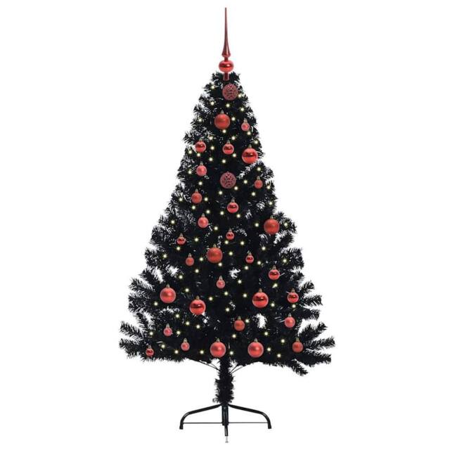 Berkfield Home Beautiful Artificial Pre-lit Christmas Tree Black 150 cm PVC - image 1