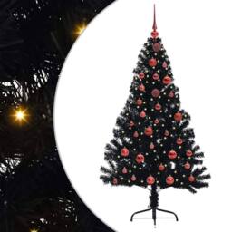 Berkfield Home Beautiful Artificial Pre-lit Christmas Tree Black 150 cm PVC - thumbnail 3