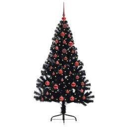 Berkfield Home Beautiful Artificial Pre-lit Christmas Tree Black 150 cm PVC - thumbnail 1
