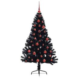 Berkfield Home Beautiful Artificial Pre-lit Christmas Tree Black 150 cm PVC - thumbnail 4