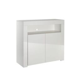 Moderna White Sideboard with LED lights, Crockery Storage Cabinet, 90x35x83cm - Size: 90 x 35 x 83 cm - thumbnail 4