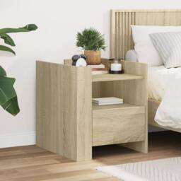 Berkfield Home Decorative Bedside Cabinet Sonoma Oak 45x50x50 cm Engineered Wood in Light Oak - Size: 45 x 50 x 50 cm - thumbnail 2