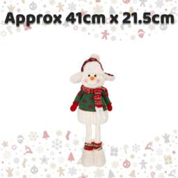 VFM e-Store Christmas Standing Snowman Decoration 41cm x 21.5cm White X 1 - Size: 41 cm x 21.5 cm - thumbnail 2