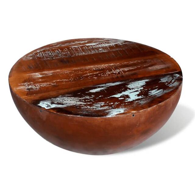 Berkfield Home Beautiful Coffee Table Bowl-shaped with Steel Base Solid Reclaime in Brown - image 1