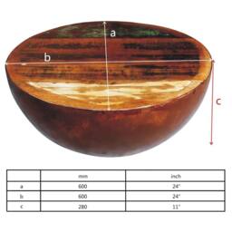 Berkfield Home Beautiful Coffee Table Bowl-shaped with Steel Base Solid Reclaime in Brown - thumbnail 6