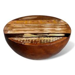 Berkfield Home Beautiful Coffee Table Bowl-shaped with Steel Base Solid Reclaime in Brown - thumbnail 4
