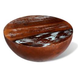 Berkfield Home Beautiful Coffee Table Bowl-shaped with Steel Base Solid Reclaime in Brown - thumbnail 1