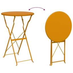 Berkfield Home Folding Bistro Table Mustard Yellow √ò50x71 cm Powder-coated Steel - Size: 50x71 cm - thumbnail 9