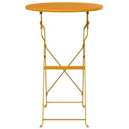 Berkfield Home Folding Bistro Table Mustard Yellow √ò50x71 cm Powder-coated Steel - Size: 50x71 cm - thumbnail 4