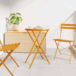 Berkfield Home Folding Bistro Table Mustard Yellow √ò50x71 cm Powder-coated Steel - Size: 50x71 cm - thumbnail 2