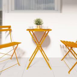 Berkfield Home Folding Bistro Table Mustard Yellow √ò50x71 cm Powder-coated Steel - Size: 50x71 cm - thumbnail 3