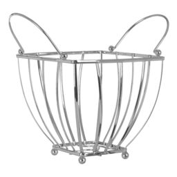 Orsina Asa Chrome Fruit Basket with Round Handle in Silver - thumbnail 2