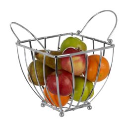 Orsina Asa Chrome Fruit Basket with Round Handle in Silver - thumbnail 4