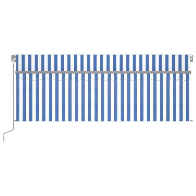 Berkfield Home Manual Retractable Awning with Blind 4x3m Blue&White in Blue - image 1