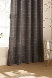 Furn Ellis Windowpane Check Eyelet Curtains in Grey - Size: 229 cm width x 137 cm drop - thumbnail 3