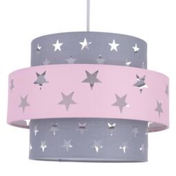 First Choice Lighting Pink & Grey Star Two Tier Light Shade - thumbnail 2