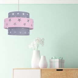 First Choice Lighting Pink & Grey Star Two Tier Light Shade - thumbnail 3
