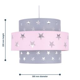 First Choice Lighting Pink & Grey Star Two Tier Light Shade - thumbnail 4