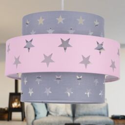 First Choice Lighting Pink & Grey Star Two Tier Light Shade - thumbnail 6