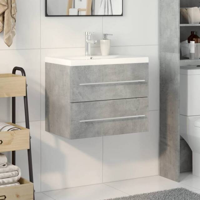 Berkfield Home Durable 2 Piece Bathroom Furniture Set Concrete Grey Engineered Wood - image 1