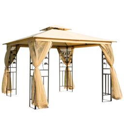 OUTSUNNY 3 x 3(m) Garden Gazebo Marquee Tent Canopy Shelter Pavilion in Beige - thumbnail 2