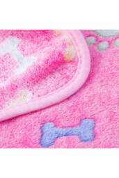 KDMD Warm Pet Fleece Mat Blanket Bone Print 76x52cm Pink Dog Cat Puppy - Size: 76x52 cm - thumbnail 4