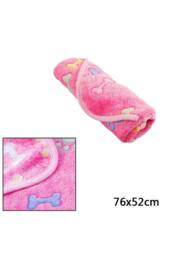 KDMD Warm Pet Fleece Mat Blanket Bone Print 76x52cm Pink Dog Cat Puppy - Size: 76x52 cm - thumbnail 6