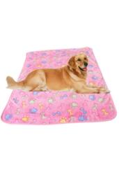 KDMD Warm Pet Fleece Mat Blanket Bone Print 76x52cm Pink Dog Cat Puppy - Size: 76x52 cm - thumbnail 3